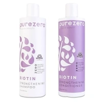 Purezero Biotin Shampoo & Conditioner set - Anti Thinning Formula - Volumizing, Thicker, Fuller Hair - Zero Sulfates, Parabens, Dyes, Gluten - 100% Vegan & Cruelty Free - Great For Color Treated Hair