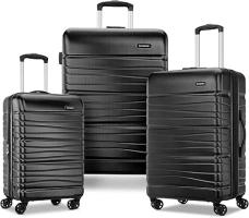 Samsonite Evolve SE Hardside Expandable Luggage with Double Spinner Wheels, Bass Black, 3PC SET (CO/M/L)