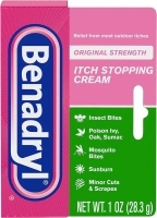 Benadryl Original Strength Anti-Itch Cream, Bug Bite Itch Relief, Diphenhydramine HCl Topical Analgesic & Zinc Acetate Skin Protectant, Great for Camping Essentials, 1 oz