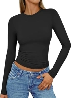 AUTOMET Womens Long Sleeve Shirts Basic Crop Tops Going Out Fall Fashion Slim Fit Y2K Tops 2024