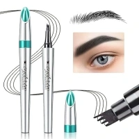 Eyebrow Pencil Eyebrow Microblading Pen - Eye Makeup Eyebrow Pen Micro 4 Point Brow Pen Lift & Snatch Eyebrow Microblading Pen Long-Lasting Waterproof Natural Eyebrow Hair (Black)