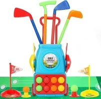 BELLOCHIDDO Toddler Golf Set - Kids Golf Clubs with 8 Balls, 4 Golf Sticks, 2 Practice Holes ＆ a Putting Mat, Indoor & Outdoor Ball Game Play Set Sport Toys Gift for 3 4 5 6+ Year Old