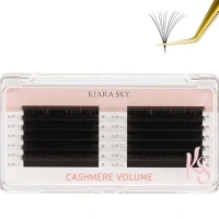 KIARA SKY LASH Cashmere Volume Lash Extensions | Premium Cashmere Lash Extensions | Soft Semi-matte natural finish | For Professional Eyelash Extensions Use Only | Black, (CC-0.07-15MM)