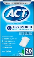 ACT Dry Mouth Moisturizing Gum, 20 Pieces, With Xylitol, Sugar Free Soothing Mint