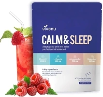 Calm & Sleep Powdered Drink Mix Raspberry L Theanine Ksm-66 Ashwagandha Magnesium Glycinate Vitamin D 3 Supplements for Relaxation & Focus No Sugar Non GMO