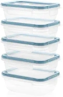 Snapware Total Solution 10-Pc Plastic Food Storage Containers Set, 3-Cup Rectangle Meal Prep Container, Non-Toxic, BPA-Free Lids with 4 Locking Tabs, Microwave, Dishwasher, and Freezer Safe