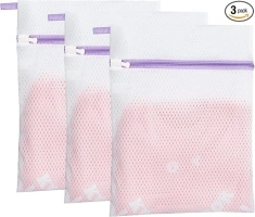 Polecasa Lead-free Premium Soft 125g Diamond Mesh Laundry Bags with Sturdy Zipper for Delicates – 3 Pack Medium Durable Laundry Wash Bags - Protect Clothes in Washing Machine - 12 x 16 Inches