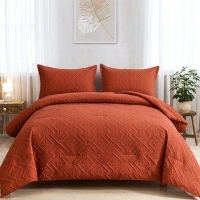 WONGS BEDDING Burnt Orange Comforter Set King Size(104“×90”),Reversible terracotta Geometric Textured Halloween Bedding Comforter Sets - 3 Pieces Soft Microfiber Ultrasonic Bedding with 2 Pillow Cases