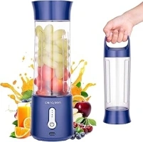 Portable Blender - 17Oz Personal Blender for Smoothies and Shakes | 4000mAh Rechargeable USB Mini Blender with 6 Blades | Handheld Blender for Sports Travel Gym