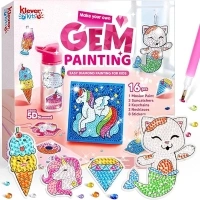 Klever Kits 16 Projects Gem Art, Kids Diamond Gem Painting Kit with 5D Gem, Arts and Crafts for Girls Ages 6-12, Gem Craft Activities Kits, Premium Art Gift Ideas for Girls Crafts Ages 6, 7, 8+