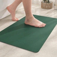 Color&Geometry Super Absorbent Quick Dry Bathroom Rugs- 17"x27.5" Non Slip Ultra Thin Easy Clean Green Bath Mats for Bathroom