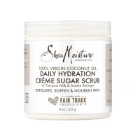 SheaMoisture Daily Hydration Crème Sugar Scrub Care for Dry Skin 100% Virgin Coconut Oil Acacia Senegal Exfoliating Scrub, Coffee, 8 Oz