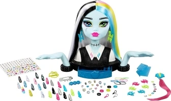 Monster High Frankie Stein Doll Head for Hair Styling with 65+ Accessories Including Wear & Share Nails, Hair Ties, Barrettes & Stickers