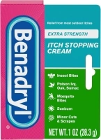 Benadryl Extra Strength Itch Stopping Anti-Itch Cream with Histamine Blocker, Diphenhydramine HCl Topical Analgesic & Zinc Acetate Skin Protectant for Relief from Most Outdoor Itches, 1 oz