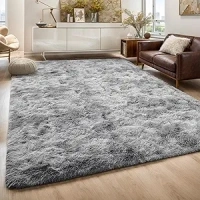 Soft 5x7 Feet Area Rug, Modern Grey Shag Carpet, Shaggy Plush Rugs for Bedroom, Indoor Nursery Dorm Bedside Fluffy Rug for Living Room, No Slip, Fuzzy Teen Girls Aesthetic Home Decor, Grey