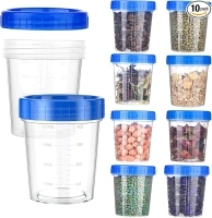 10Pcs Small Containers with Lids, 4oz Salad Dressing Container to Go, Reusable Leakproof Travel Plastic Dip Sauce Dressing Containers Condiment with Screw Lids for Lunch Box Work Trip