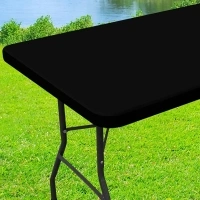 Spandex Picnic Table Cloth, Elastic Fitted Tablecloths for 6 Foot Rectangle Tables, Stretch Washable Patio Table Cover for Outdoor, Camping, Banquet and Parties (Black, 30"x72")