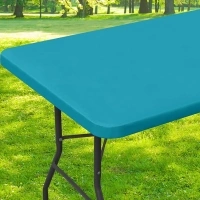 Smiry Rectangle Picnic Table Cloth, Waterproof Elastic Fitted Tablecloths for 6 Foot Tables, Washable Polyester Table Cover for Camping, Indoor and Outdoor (Teal, 30"x72")