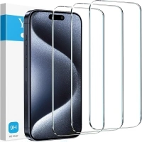 YMHML 3 Pack for iPhone 16 /iPhone 15 Pro/iPhone 15 Screen Protector Tempered Glass, Military Grade HD Clear Film Case Friendly Accessories