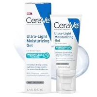 CeraVe Ultra-Light Moisturizing Gel | Hydrating Gel Face Moisturizer with Ceramides, Niacinamide, Hyaluronic Acid | Fragrance Free | Oil-Free | Weightless Mattifying Moisturizer | 1.75 FL Oz