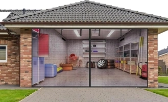 Garage Door Screen 2 Car 16x7ft Garage Screen Door,Upgraded PET Mesh Stronger Than Fiberglass and Polyester,Heavy Duty Weighted Bottom and Magnetic Closure,Hands Free,Easy Assembly