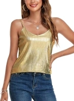 VIDUSSA Womens Tank Tops V Neck Sparkle Cami Top Sleeveless Shirts Blouses