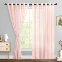 Hiasan Sheer Curtains for Bedroom with Tiebacks, Grommet Light Filtering Extra Wide Voile Texture Window Curtains for Living Room, Kids