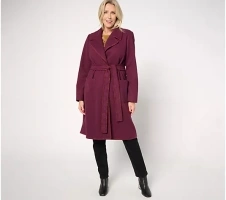 BEAUTIFUL by Lawrence Zarian Regular Belted Double Knit Lined Coat