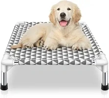 Elevated Outdoor Dog Bed Updated Raised Pet Cot Cooling Puppy Bed Lifted Dog Bed for Small Pets|Indoor Detachable Raised Dog Bed with Non-Slip Feet,Double-layer Cloth(S)