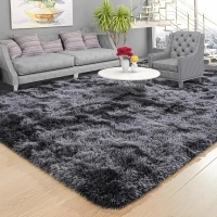 Foxmas 8x10Ft Shag Rugs for Bedroom Living Room Soft Fluffy Tie-Dyed Rug for Kids Room with Non-Slip Backing, High Pile Nursery Carpets Fuzzy Boys Girls Dorm Home Decor Aesthetic, Dark Grey