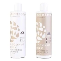 Purezero Coconut Milk Shampoo & Conditioner Set - 100% Vegan & Cruelty Free - Intense Hydration & Increase Shine - Zero Sulfates, Parabens, Dyes - Fight Dandruff & Frizz