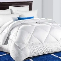 TEKAMON All Season King Comforter Winter Warm Summer Soft Quilted Down Alternative Duvet Insert Corner Tabs, Machine Washable Luxury Fluffy Reversible Collection for Hotel, Snow White