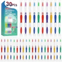 Navona 30 PCS Individually Wrapped Bulk Toothbrush Pack, Colorful Manual Disposable Toothbrush Set for Adult or Kid, Ergonomics Handle, Soft Bristles, Perfect for Travel, Hotels, Donations