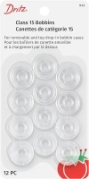 Dritz Class 15 Reusable, 12 Count, Clear Plastic Bobbins