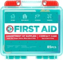 Be Smart Get Prepared 85 Piece First Aid Kit: Clean, Treat, Protect Minor Cuts, Scrapes. Home, Office, Car, School, Business, Travel, Emergency, Survival, Hunting, Outdoor, Camping & Sports, FSA HSA