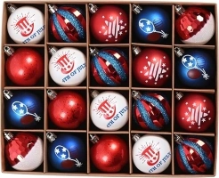 DecorbyHannah Patriotic Christmas Tree Ornaments, 20ct 60mm Red White Blue Christmas Ball Ornaments for Xmas Tree Decorations, Shatterproof Christmas Ornaments Set for Home Décor Presidential Election