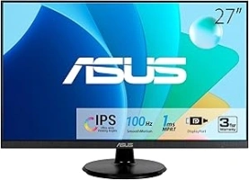 ASUS 27” 1080P Eye Care Monitor (VA27DQF) - IPS, Full HD, Frameless, 100Hz, 1ms, Adaptive-Sync, for Working and Gaming, Low Blue Light, Flicker Free, HDMI, DisplayPort, 3 Year Warranty