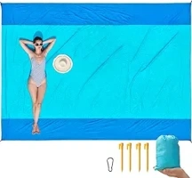 ISOPHO Beach Blanket Sand Proof, Ripstop Nylon Picnic Blankets, Extra Large Beach Mat Quick Drying, Lightweight & Durable, for Outdoor Activities, Travel, Beach Picnic, 106 x 83 Inches, Blue