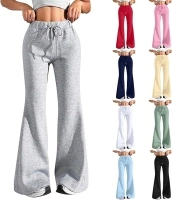 Wide Leg Sweatpants Women Baggy Drawstring High Waisted Flare Sweatpant Comfy Bootcut Cotton Yoga Pants with Pockets