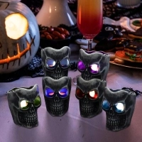 Halloween Decorations - Flameless Skull Candles Light - 6Pack Color-Changing Dripless Realistic Flickering Flame LED Candle Decor for Votive, Halloween Decor, Pumkin, Party, Indoor Outdoor