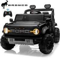 24V 2 Seater Ride on Cars, Licensed Ford Bronco Raptor Powered Ride on Toy Truck with Remote Control, Electric Car for Kids 3-8 Gifts with Bluetooth/LED Light/Spring Suspension, 4 Wheelers, Black