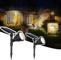 JSOT Solar Spot Lights Outdoor,600LM Solar Spotlight Waterproof Landscape Lighting, Solar Garden Decor Lamp Wall Light for Yard Pathway Path Driveway Pool Backyard Decorative(Cool White 2 Pack)