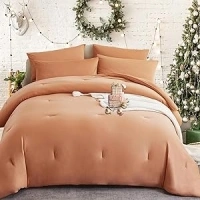 MorroMorn Twin Comforter Set, 4 Pieces All Season Bedding Sets, Soft Bed Set with 1 Down Alternative Duvet Insert 68×90", 2 Pillow Cases & 1 Fitted Sheet for Dorm Preppy (Twin/Twin XL, Terracotta)