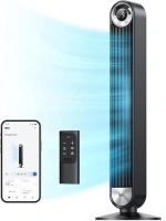 Dreo Smart Tower Fans for Home, 90° Oscillating Fan Bedroom Indoors, Voice Control Floor with 12H Timer, 42 Inch Quiet Bladeless Standing LED Display, 9 Speeds, Work Alexa/Google, Black