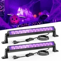 38W Black Light Bar, 60 LEDs Blacklight Flood Light with Plug, Switch and 5ft Cable, Glow Lights for Halloween, Bedroom, Party, Body Paint, Stage Lighting, Poster, Game Room, 2 Pack