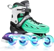 METROLLER Inline Skates for Girls and Boys, Women, Men 4 Sizes Adjustable Inline Skates with Light Up Wheels, Illuminating Beginner Skates for Kids & Adult Youth.