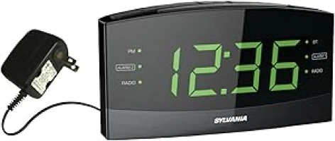 SYLVANIA Unknown SCR1989BT 1.8" Jumbo Digit Clock with AM/FM Radio, Bluetooth and Dual Alarm, Black