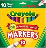 Crayola Broad Line Markers, Classic Colors 10 Each, 10 Count (Pack of 1)