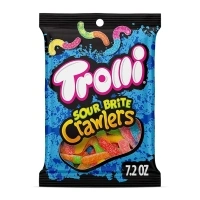 Trolli Sour Brite Crawlers, Candy, Cherry-Lemon, Strawberry-Grape & Orange-Lime, Sweet and Sour, Gummy Worms, Back to School Sweet Treat, 7.2 oz