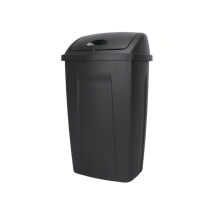 Mainstays 13 Gallon Trash Can, Plastic Swing Top Kitchen Garbage Trash Can, Black, 12.5" L x 16.35" W x 28.23” H